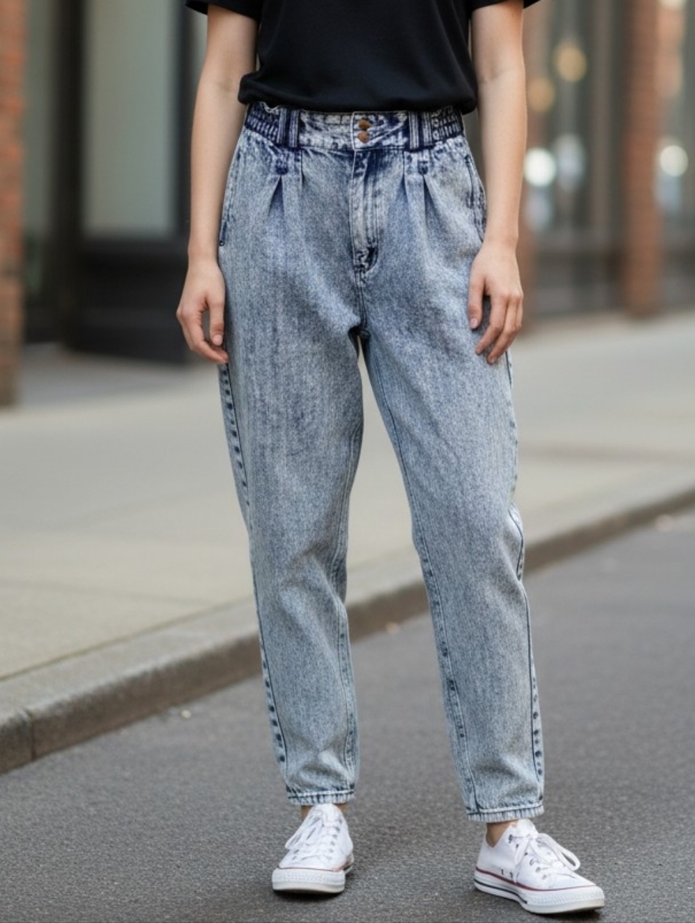 P.S. Gitano vintage acid washed 90's Distressed relaxed fit jeans elastic waist